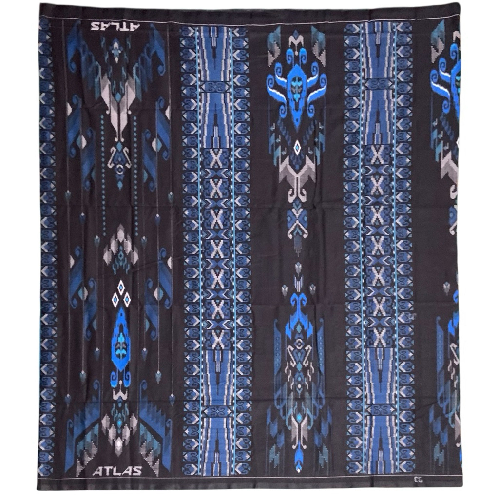 Sarung Atlas Idaman Kembang 555 Motif SGE Hitam Biru