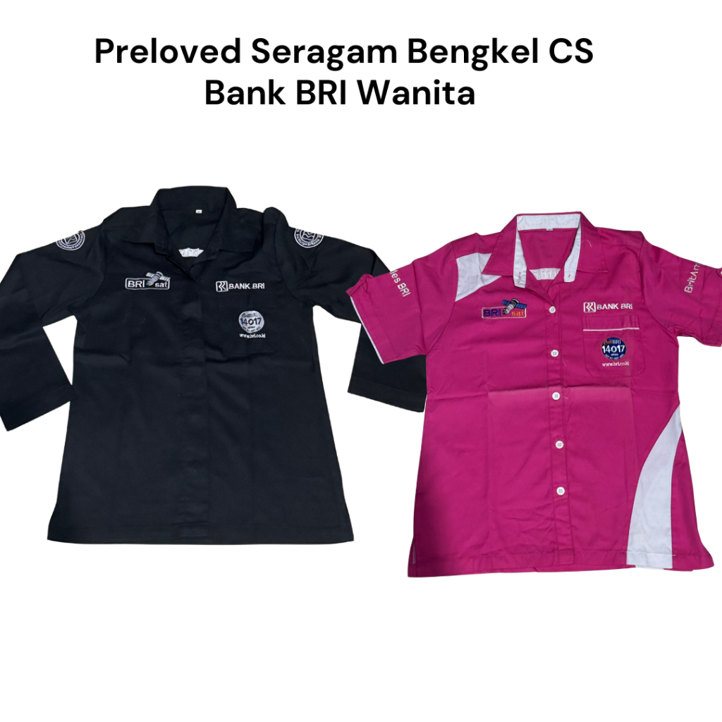 Preloved Seragam Bengkel CS Bank BRI Wanita Lengan Panjang Hitam & Lengan Pendek Pink