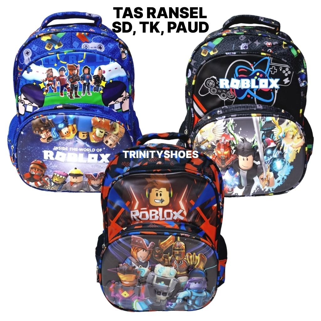 TAS SEKOLAH ANAK  LAKI LAKI TAS RANSEL ANAK PAUD TK SD MOTIF ROBLOX  MINECRAFT