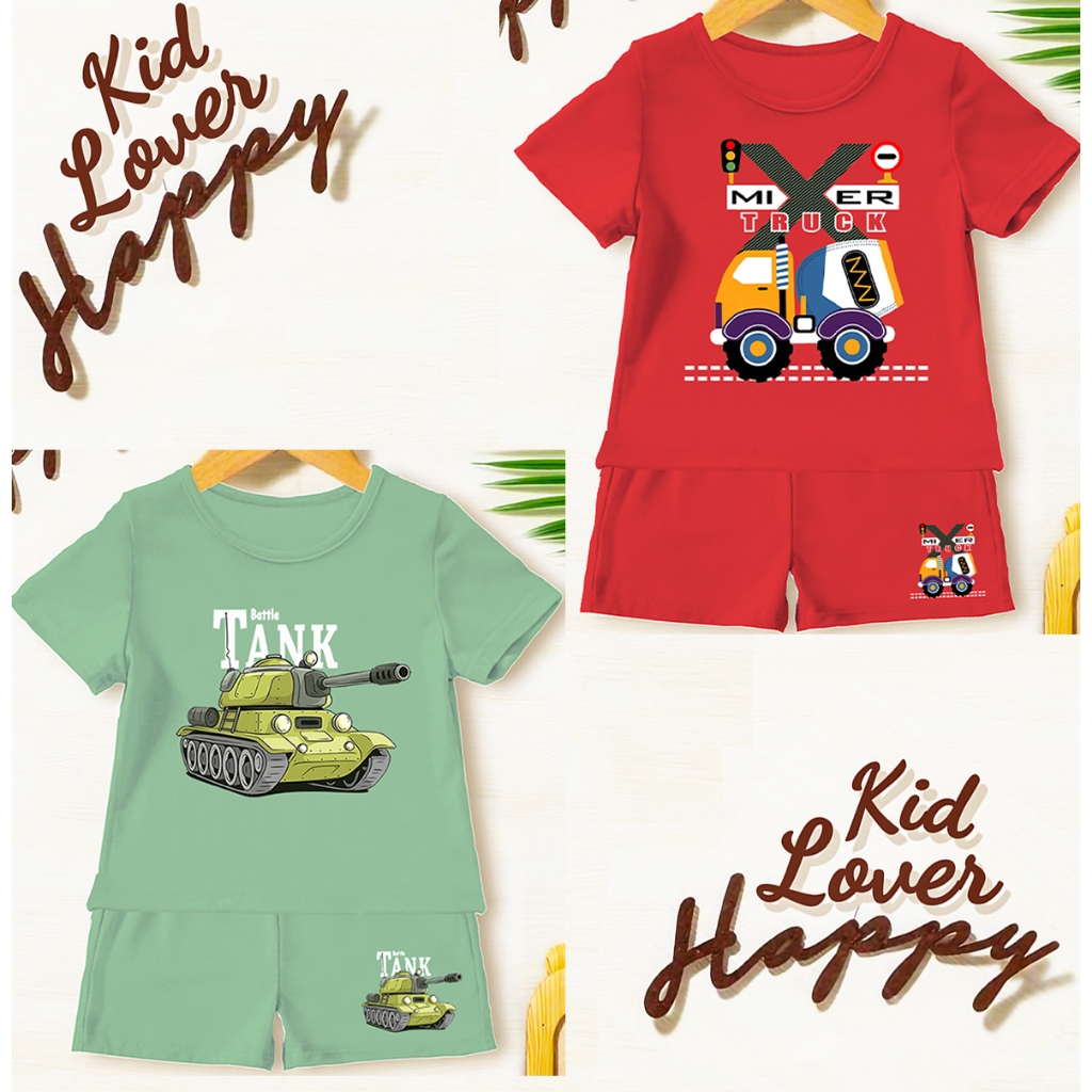 Setelan Anak Laki-laki mobil Tank / baju anak laki-laki