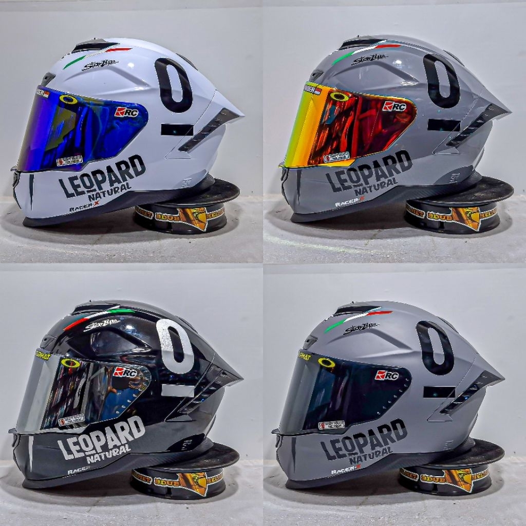 Helm full face VRC RACER X solid paket ganteng leopard