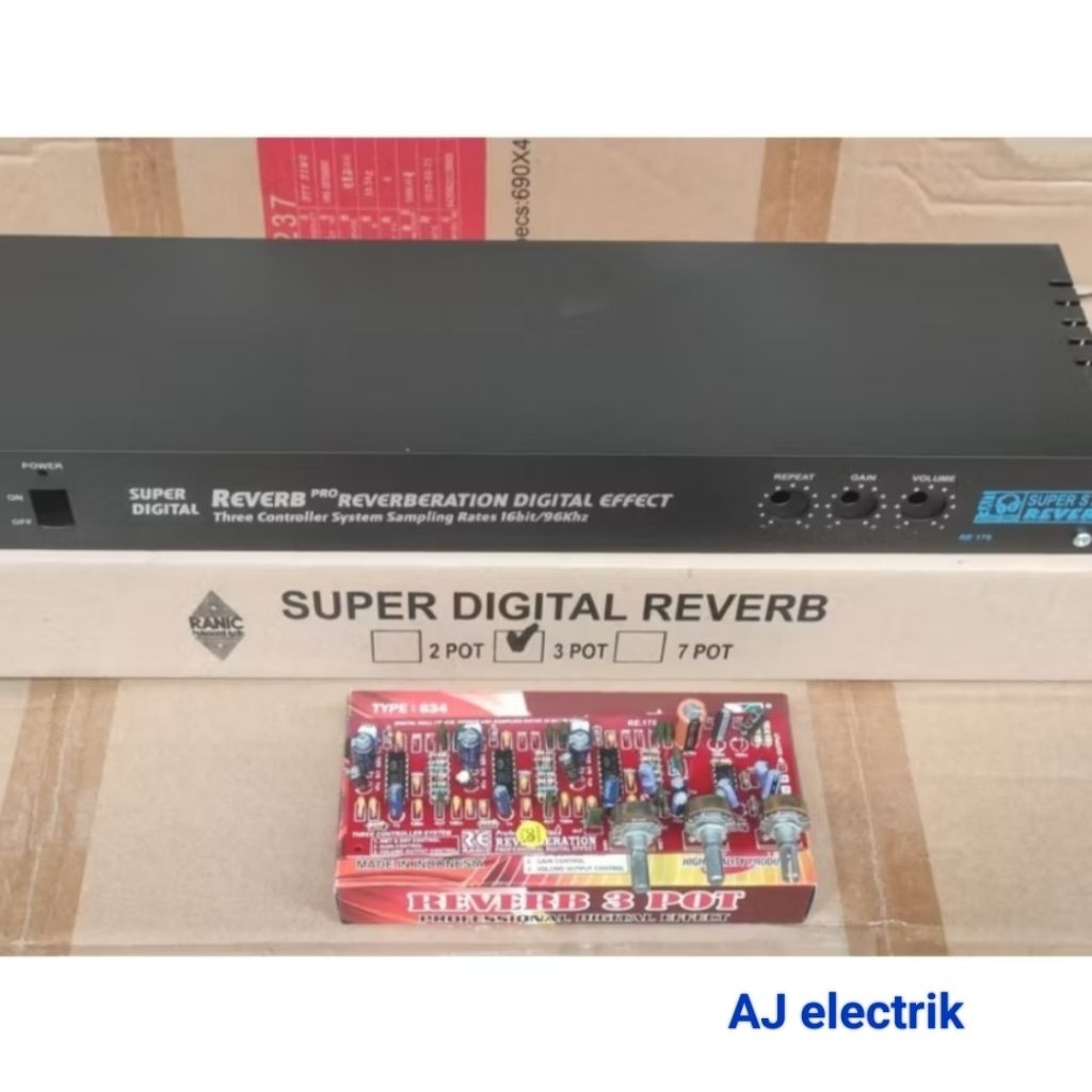 Kit dan Box Echo Reverb 3 Potensio Effect. Untuk Sistem Audio Profesional Super Digital Reverb