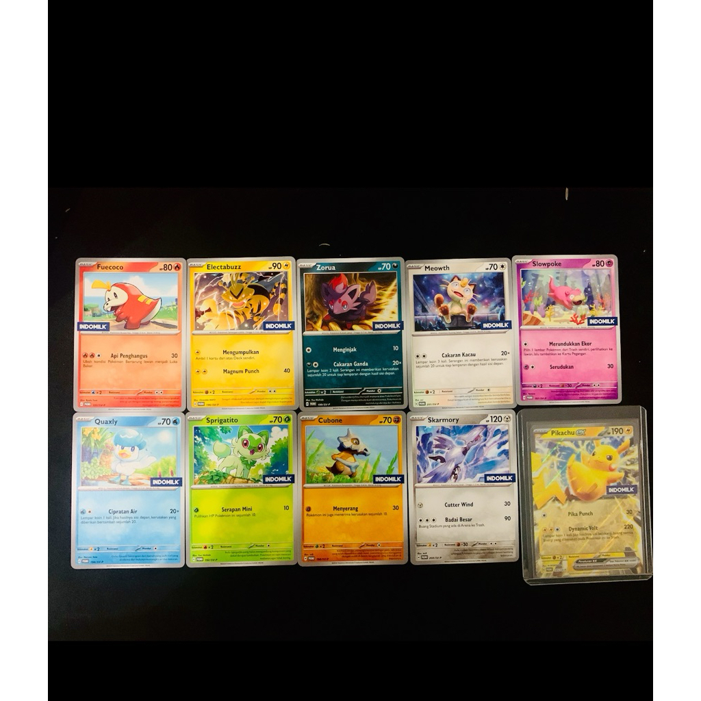 Fullset pikachu indomilk promo kartu pokemon  - TCG card original pikachu promo limited edtion indom