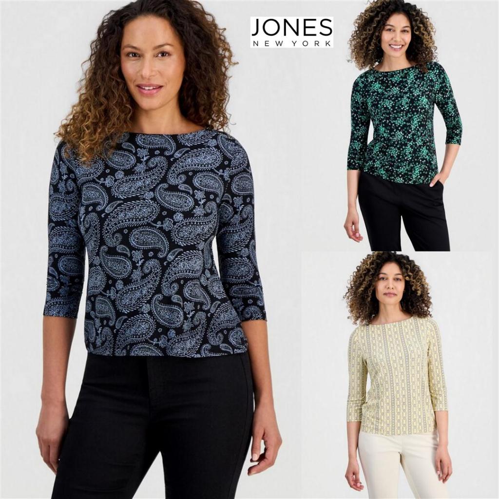 Mode Republic - Printed Boat-neck Top - Business Casual Blouse - Atasan Blouse Kerja Wanita Premium 