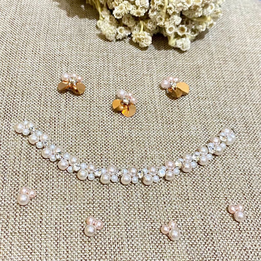Hiasan Bordir Kristal Motif Daun Warna Pink dan Pink Muda, Dekorasi Pakaian Elegan/Payet Pengantin /