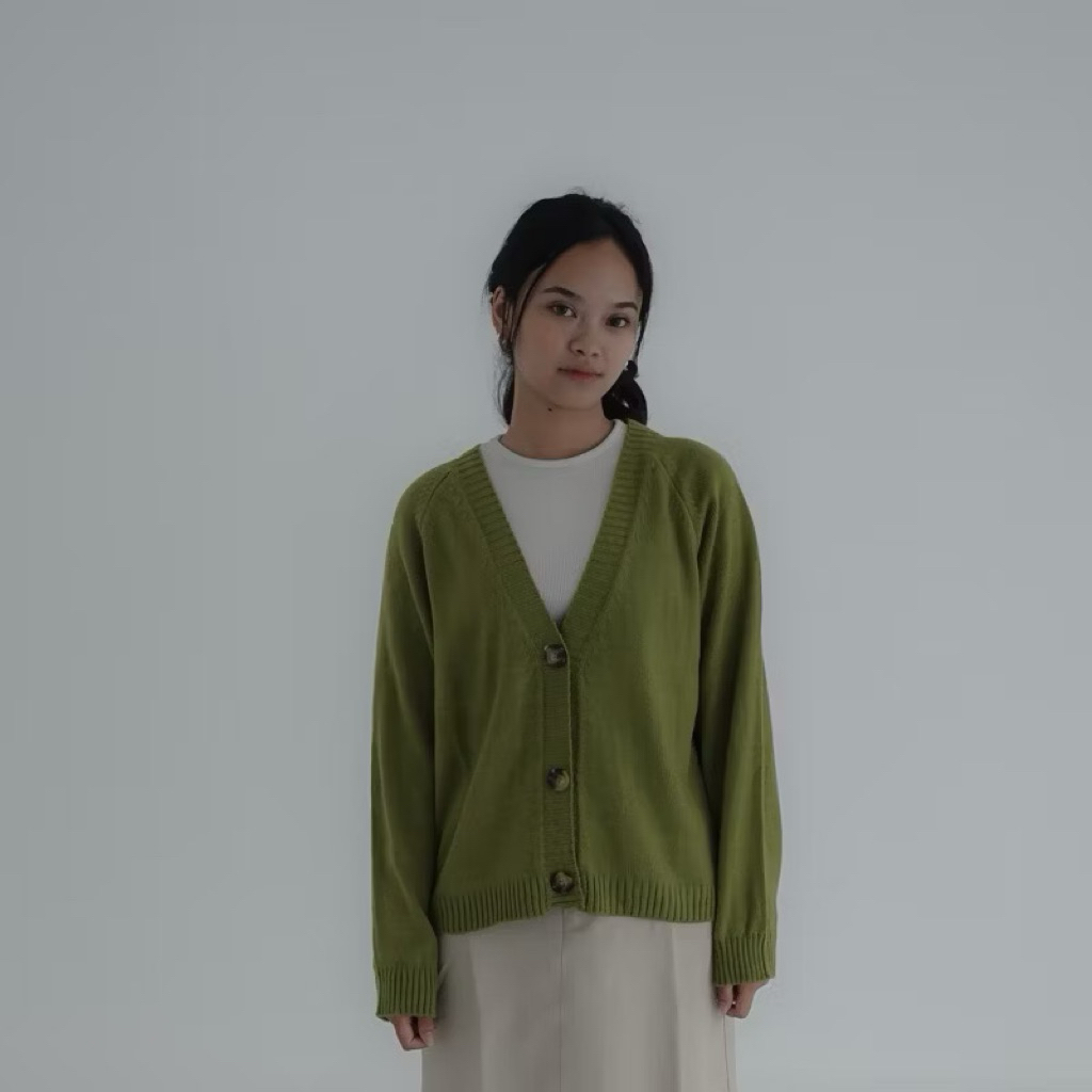 [Preloved] PUFF IT UP - Basic Cardigan in Avocado