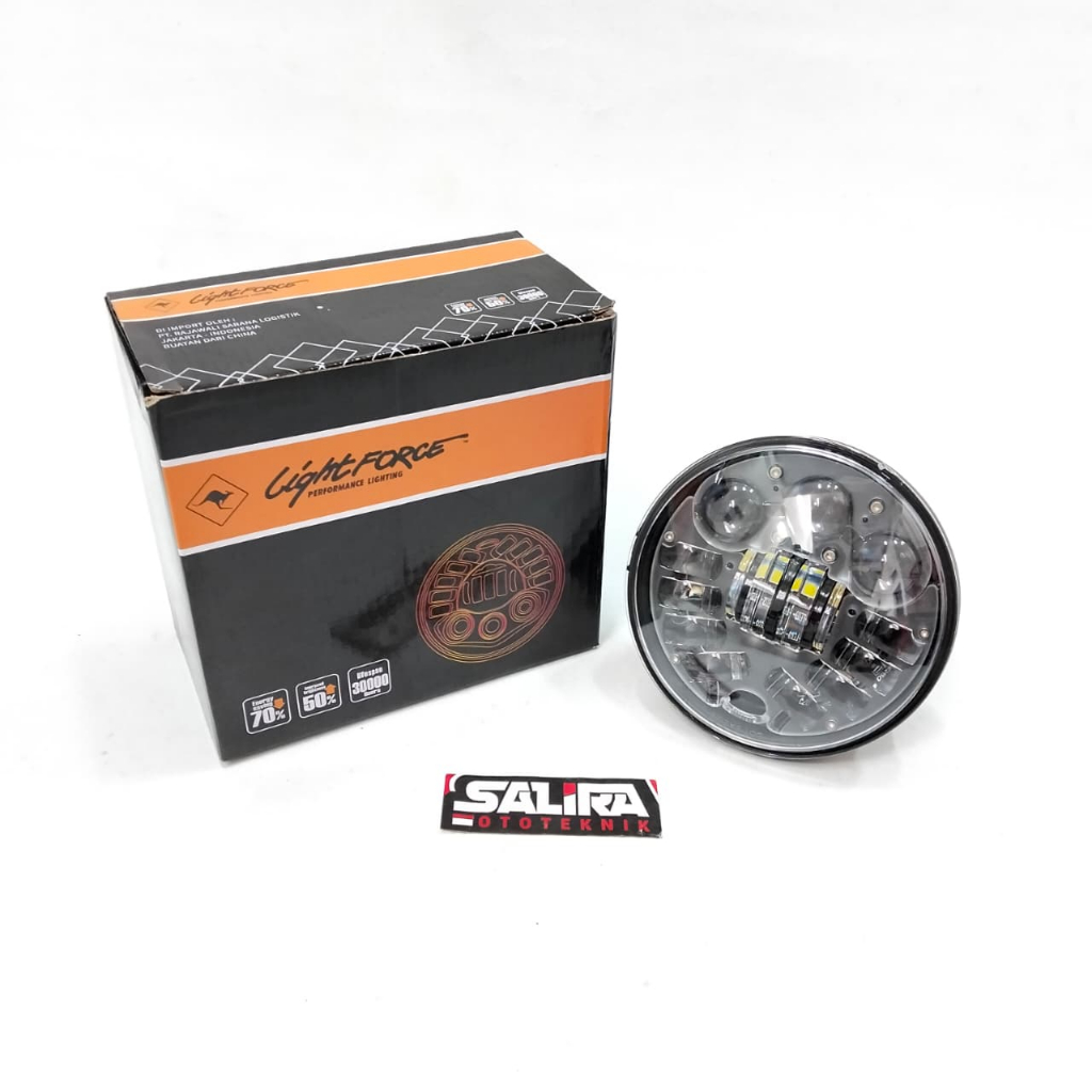 Lampu Depan Motor 5.75 Inch Daymaker dengan 16 LED Light Force Putih Terang, Desain Modern dan Tahan