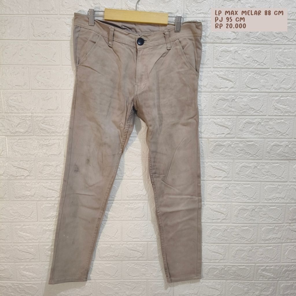 Celana Chinos Pria Coklat Muda • Chinos Pria Slim Fit • Celana Kerja Pria • Celana Panjang Pria Kasu