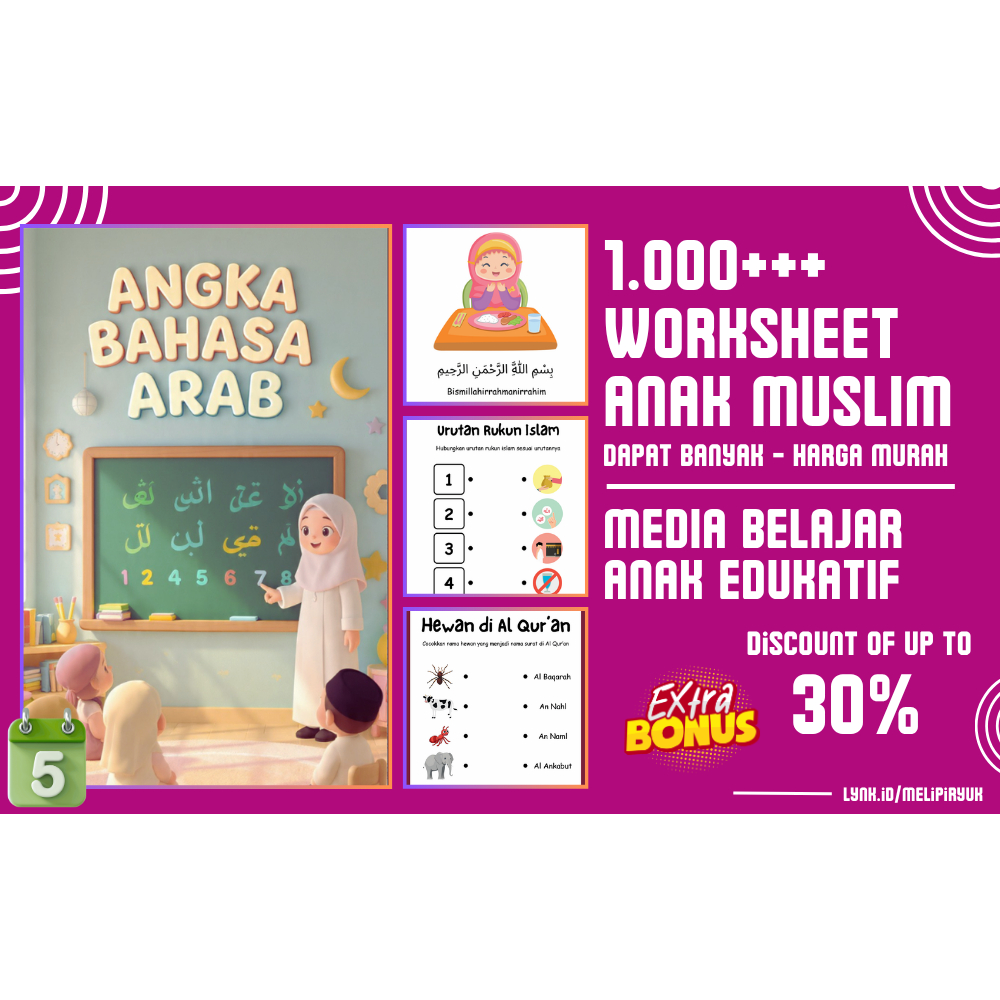 [05] WORKSHEET ANAK MUSLIM PREMIUM | AKTIVITAS ISLAMI PAUD TK | BELAJAR SAMBIL BERMAIN (1000+)