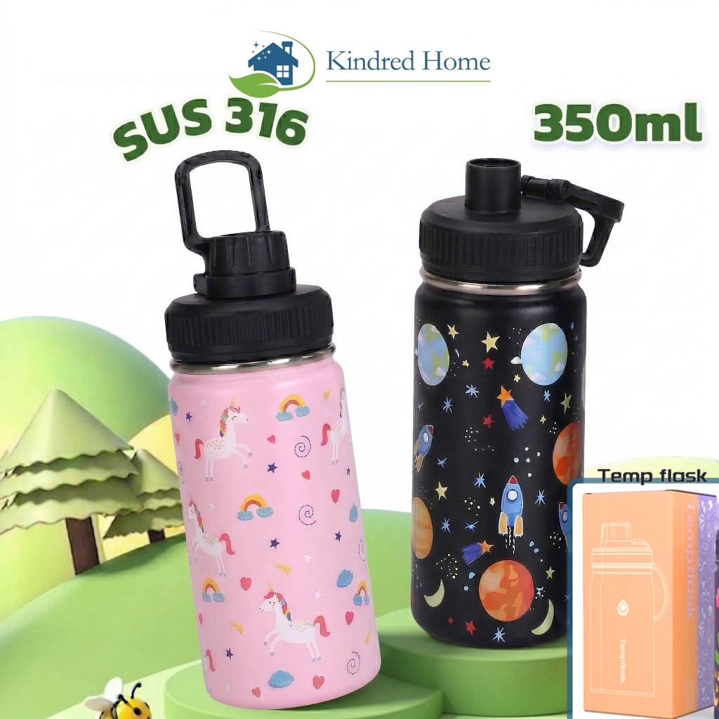 Tumbler Stainless Tahan Panas Dingin 24 Jam 350ml Botol Minum Anak Perempuan Laki Laki Tumblr Aesthe