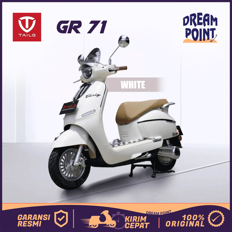 Motor Listrik TAILG GR71 Model Vespa Retro Klasik Lucu Pink 1500watt Rem Cakram Dewasa Non Subsidi