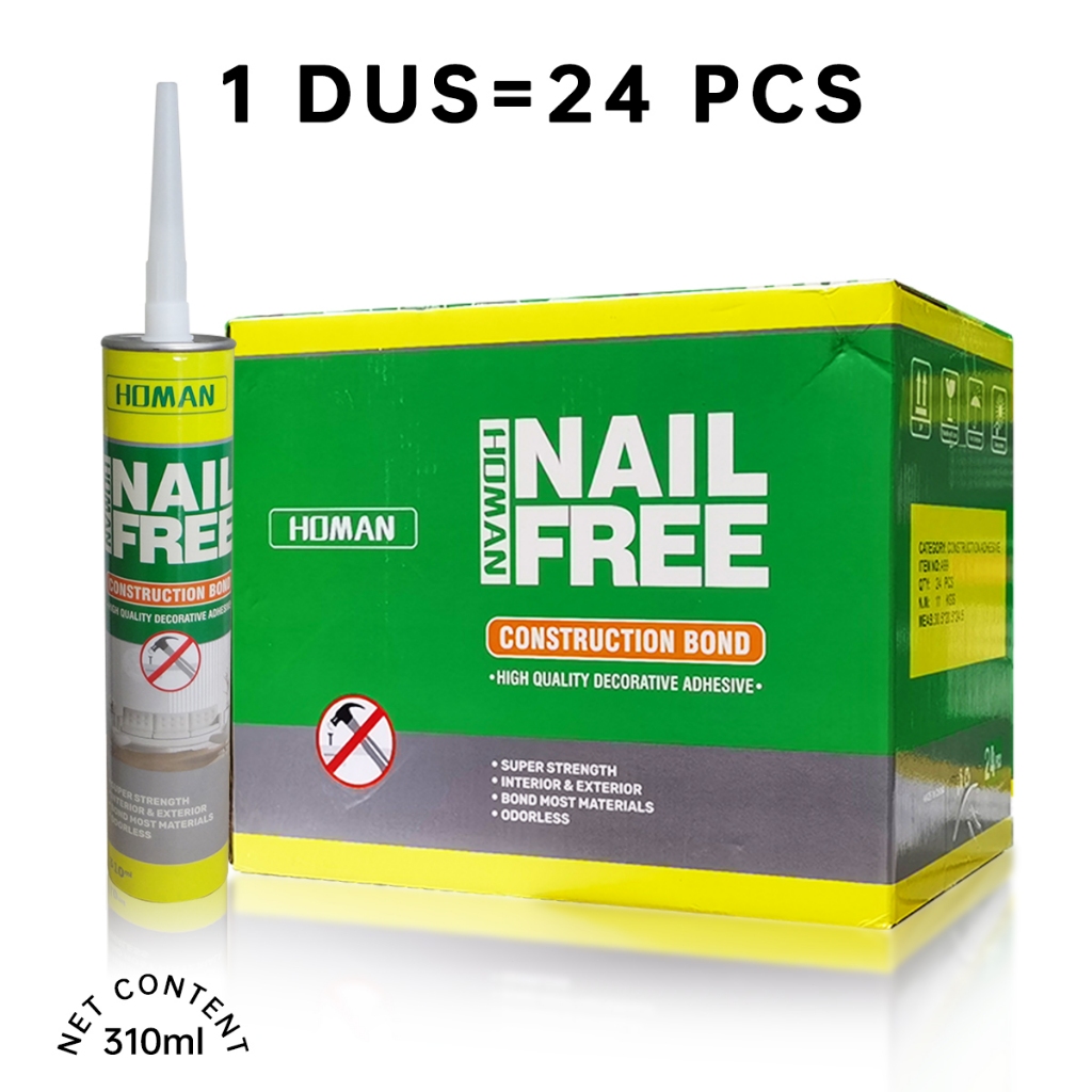 1 DUS Lem Pengganti Paku Tembok Nail Free Glue Nail Free Glue Lem Baut Lem Super Kuat Lem Paku Lem