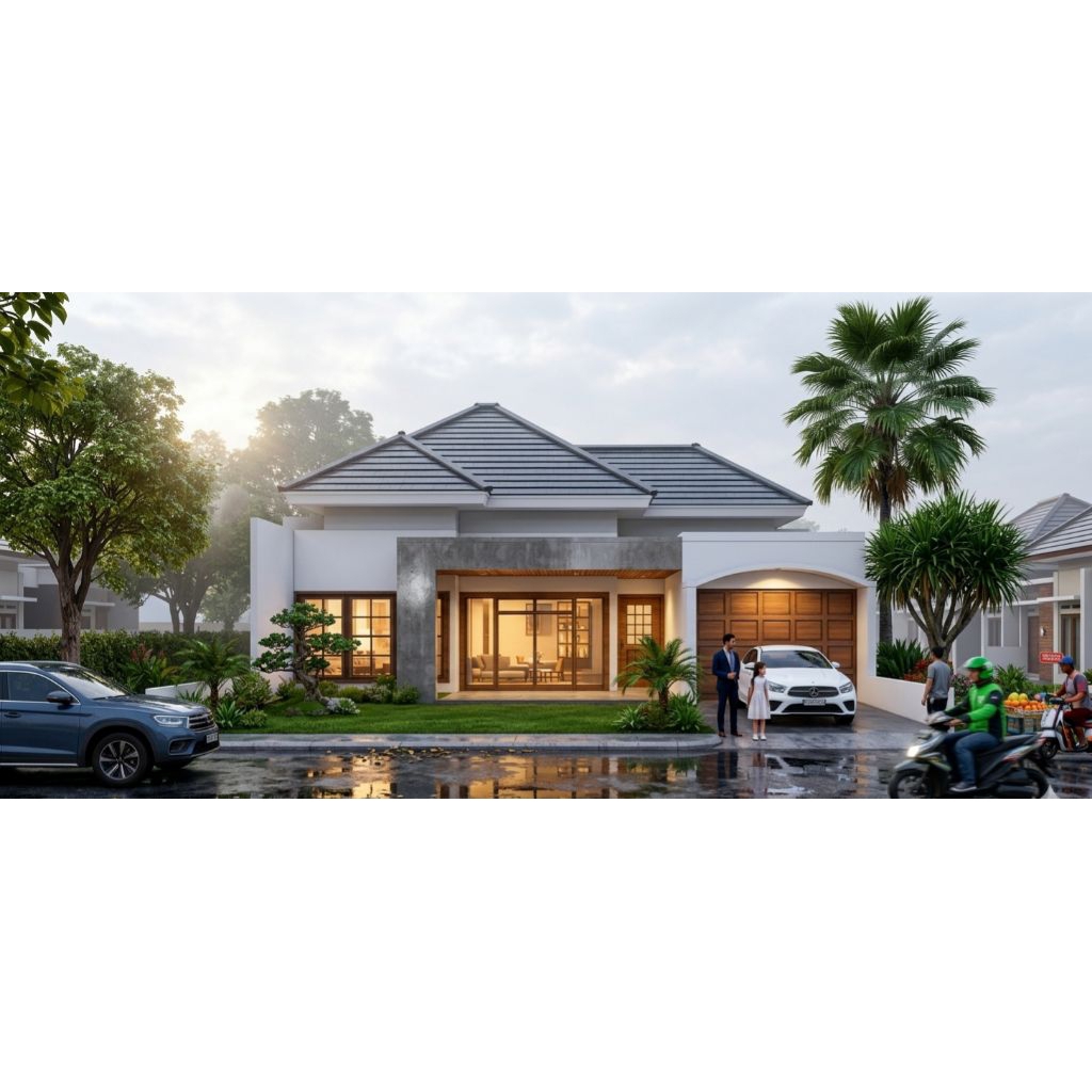 TERBARU Desain rumah 3D eksterior ukuran 10x7,5 m2. 3 kamar tidur. jasa desain rumah. rumah minimali