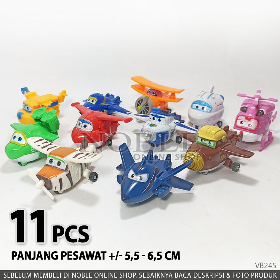 [11 pcs] Plane Mini Super Wings Figure Karakter Plane Pesawat Jet Helikopter Transform Robot Toys Ma