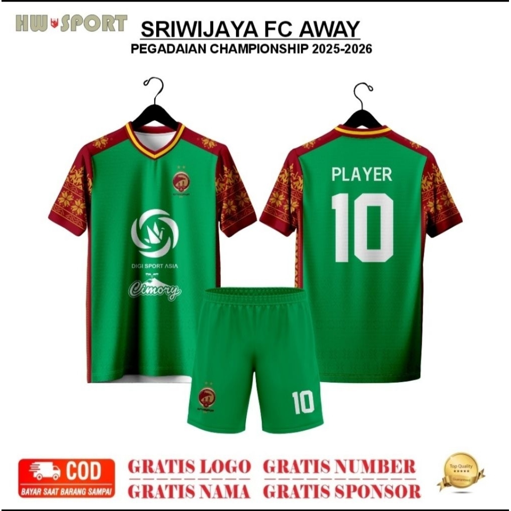 Baju Jersey SRIWIJAYA FC Away Terbaru 25-26 Free Costum Nama Dan Nomor Anak Dan Dewasa Full Printing