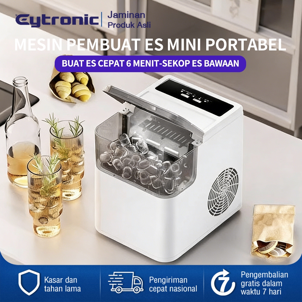 Eytronic Mesin Pembuat Es Batu Otomatis, Pembuatan Es Cepat, Pembersihan Mandiri, Pembersihan Otomat