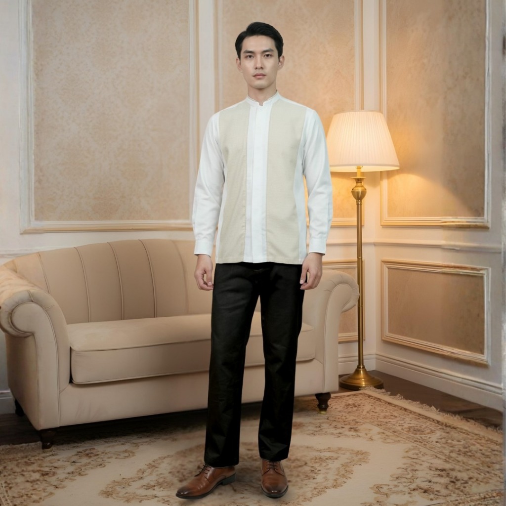 Zoya Nevan Menswear - Baju Koko Pria Lengan Panjang - Bahan Cotton Slub zoya baltos
