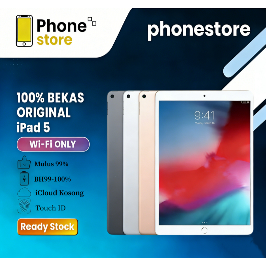 Phonestore IPad 5 WIFI ONLY Game/Live 32GB 128GB Bekas Second Original Mulus Fullset