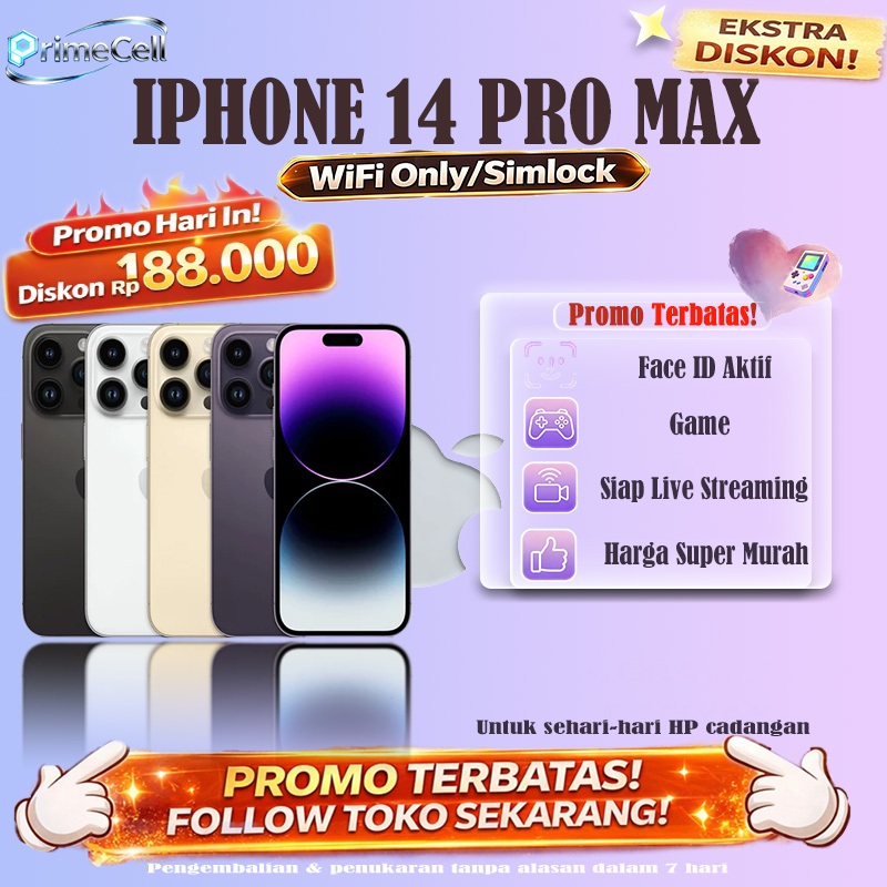 iPhone 14 Pro max Indonesia Ready Stock, iP14 Pro max 128/256/512GB, Second Apple 14 Pro max SECOND 