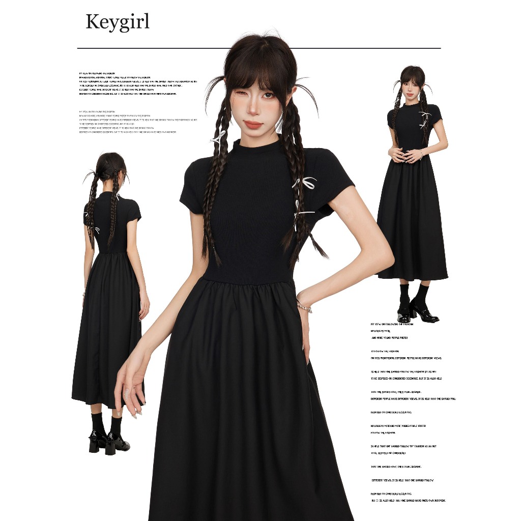 Gaun Maxi Kasual KeyGirl, Gaun Elastis Wanita, Gaun Maxi Hitam, Gaun Pantai Wanita Gaya Korea, Gaun 