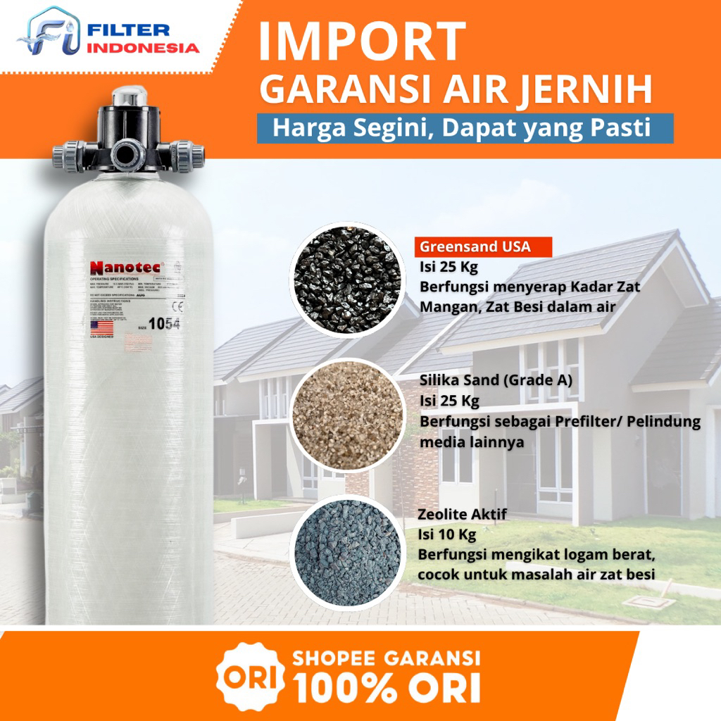 Paket Tabung Media Filter Air FRP 1054 dengan 3 Jenis Media Filter