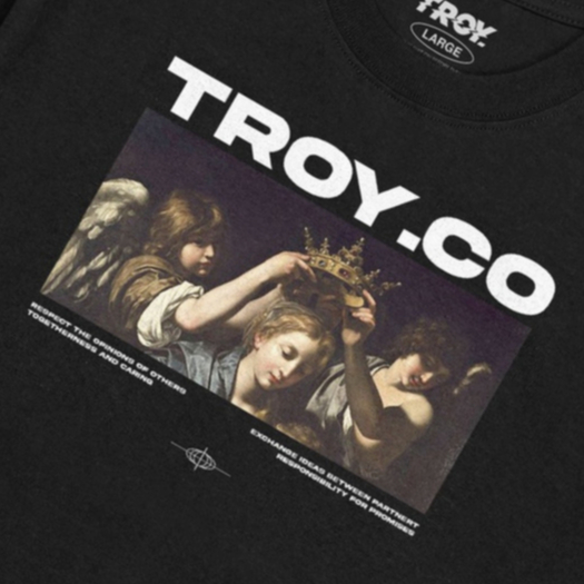 Troy Company Tshirt Black Virgin and Angels - Kaos Pria Hitam Lengan Pendek MTD 2117