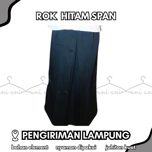 Rok Seragam Sekolah Wanita Span Belah Belakang hitam, PENGIRIMAN LAMPUNG