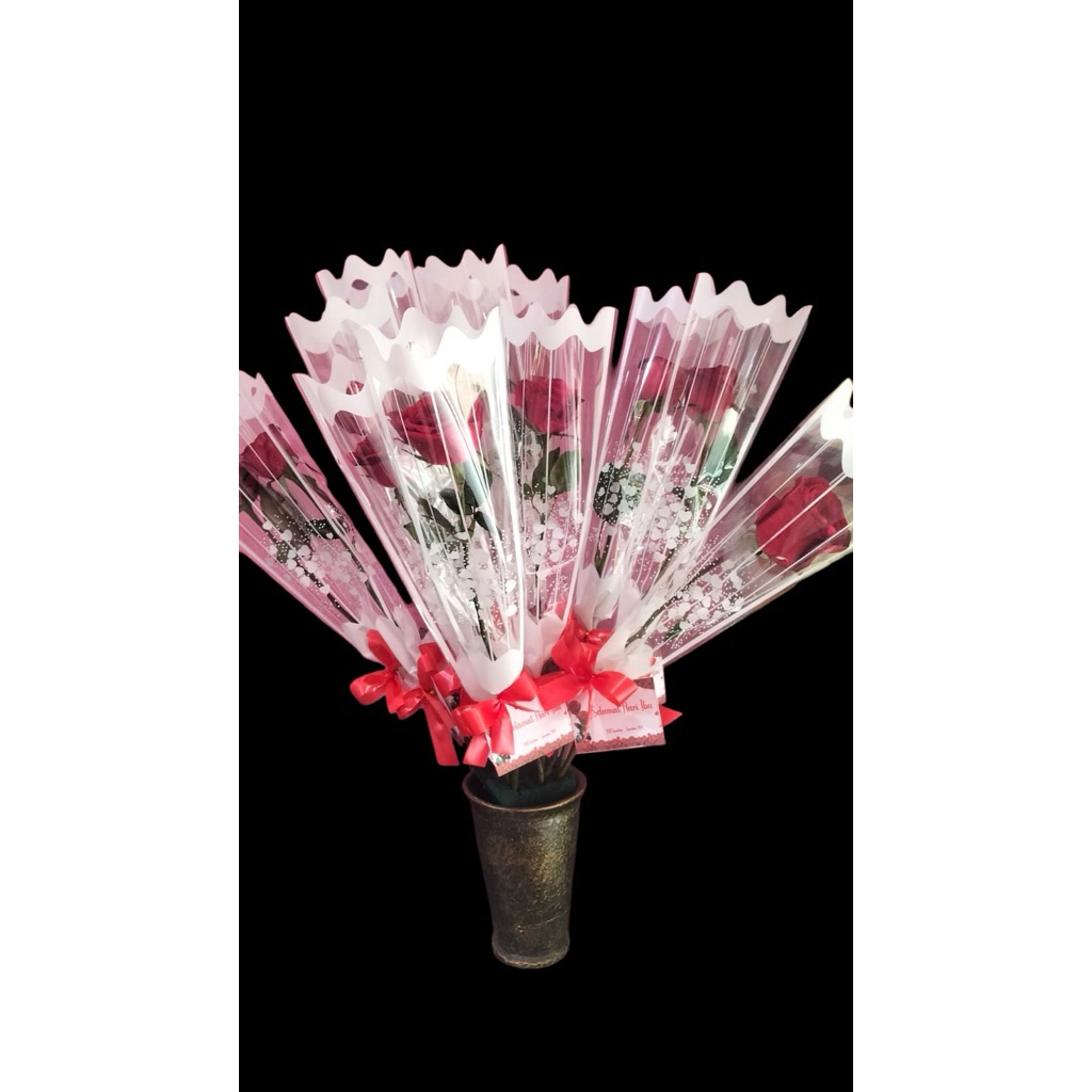 [ASLI] Bunga Mawar Plastik 1 Tangkai - Warna Merah | SURABAYA