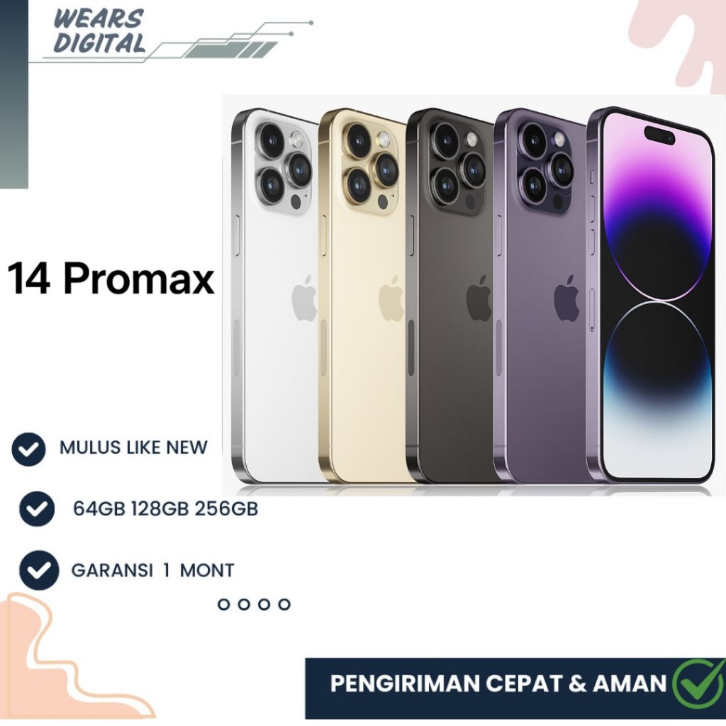 iphone second 14 promax 128gb/256gb/512gb fullset minus original variasi khusus mulus bisa game pm