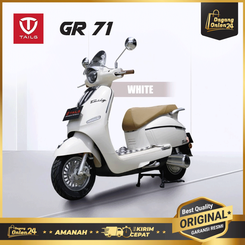 Motor Listrik TAILG GR71 Model Vespa Retro Klasik Pink Lucu Dewasa 1500watt Rem Cakram Non Subsidi