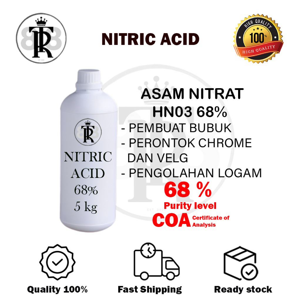 Super Premium Nitric Acid 5kg / Perontok crum/ Pembersih Chrome / Belgia 68% / HNO3 / Nitric Murah