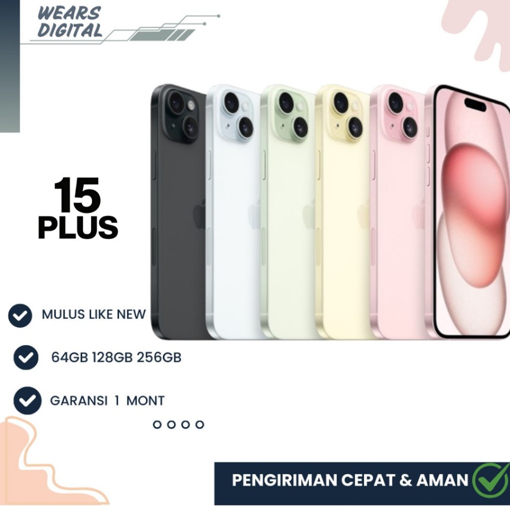 iphone second 15 plus 128gb/256gb/512gb fullset minus original variasi khusus mulus bisa game ip 15+