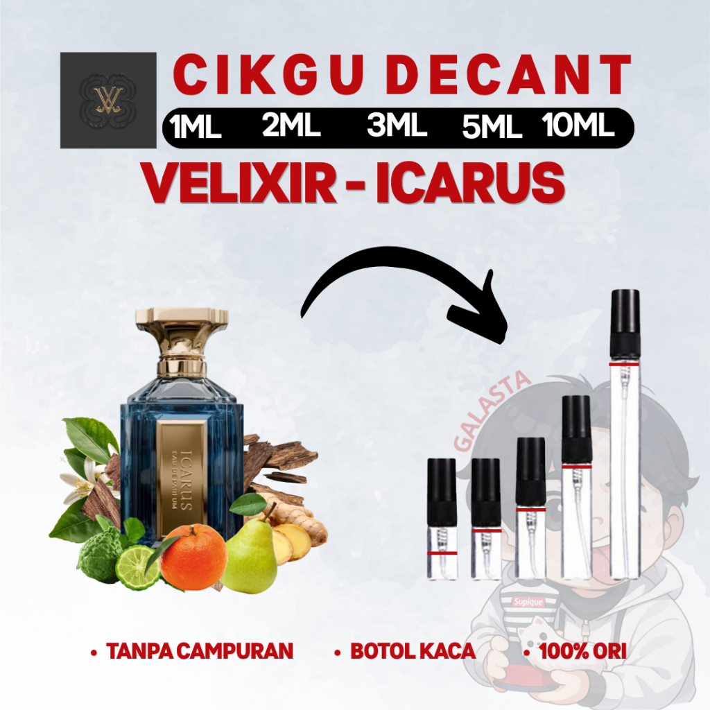 Decant Parfum Velixir Icarus 1ml - 10ml / Decant Parfum Murah/ Decant Parfum Ori, Asli 100% Tanpa Ca