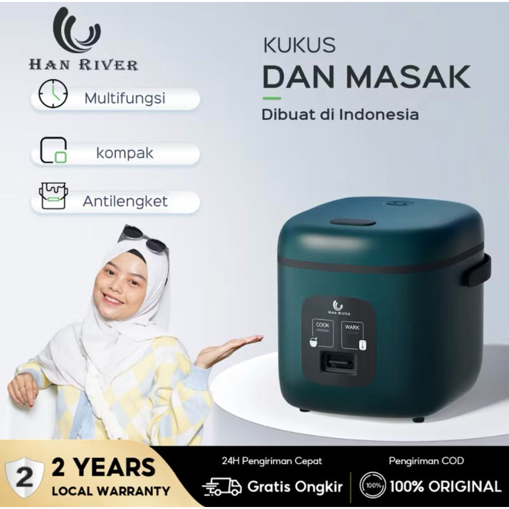 HAN RIVER Rice Cooker Mini Kapasitas 0.8 liter