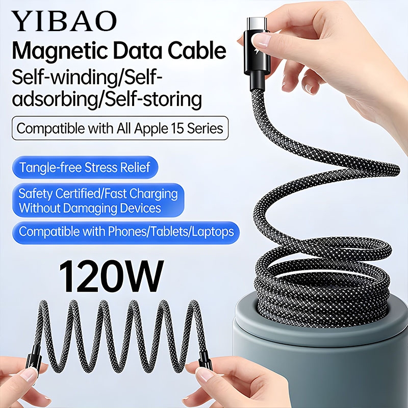 YIBAO LENTIVEN Kabel Data 120W Fast Charging Micro Usb Type C TO Type C Cable Magnetic FOR iPhone io