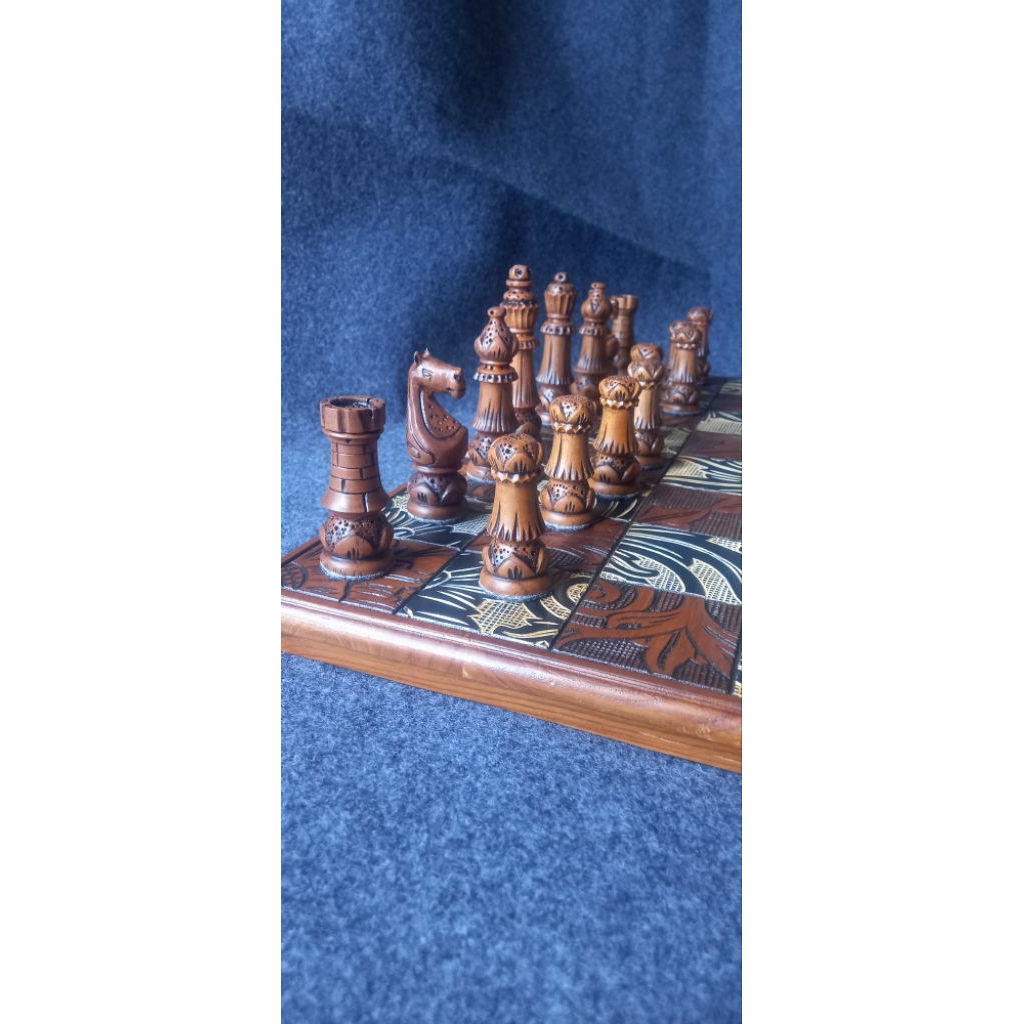 catur kayu jati full ukiran