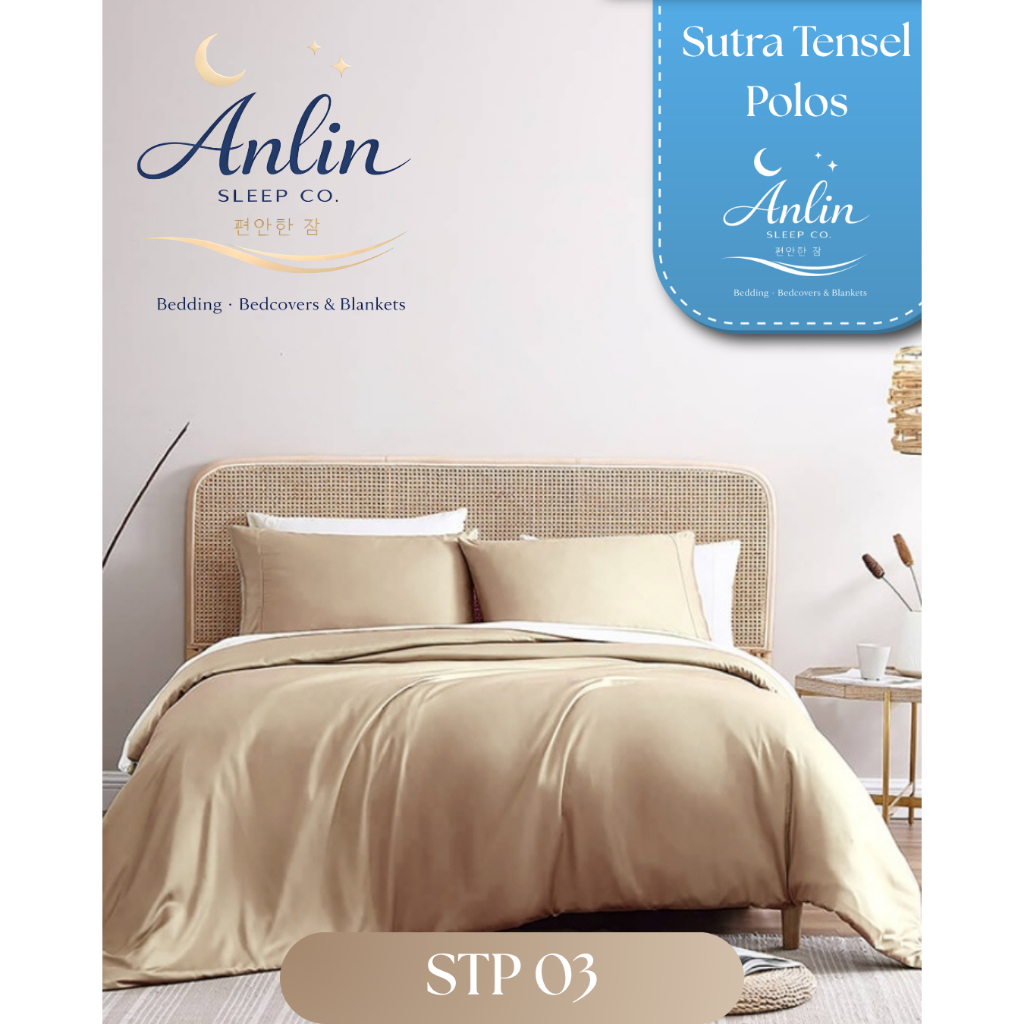 [ANLIN SLEEP N CO] SPREI & BEDCOVER Set SUTRA TENCEL 60s POLOS - PREMIUM LEMBUT READY SEMUA UKURAN F