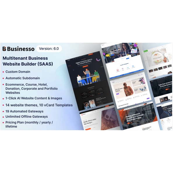 Businesso – Multipurpose Website Builder SAAS (Multitenancy)