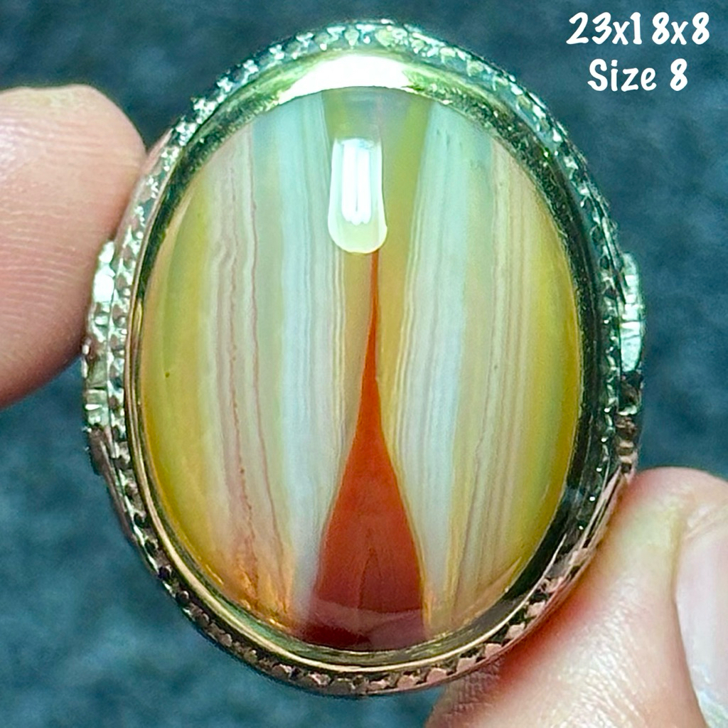 Cincin Batu Akik Natural Baturaja Junder Sodo Lanang Merah 3D Aquarium Kristal (asli alam)