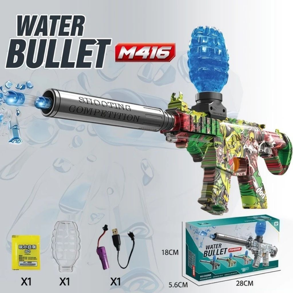 Mainan Senjata Air Gel Blaster Rifle Elektrik Rechargeable dengan Aksesoris Lengkap