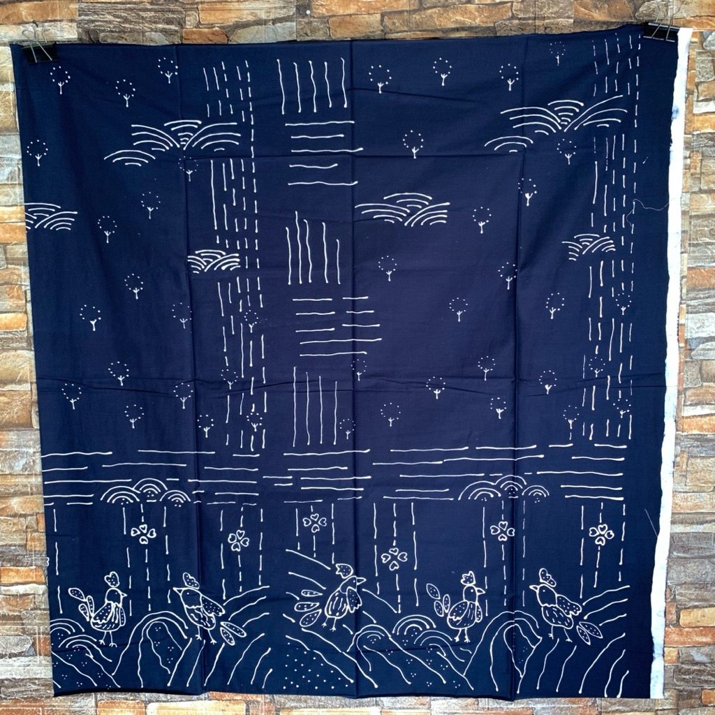 Kain Dien - Batik Tulis - Motif Ayam Jepang - Warna Biru Dongker