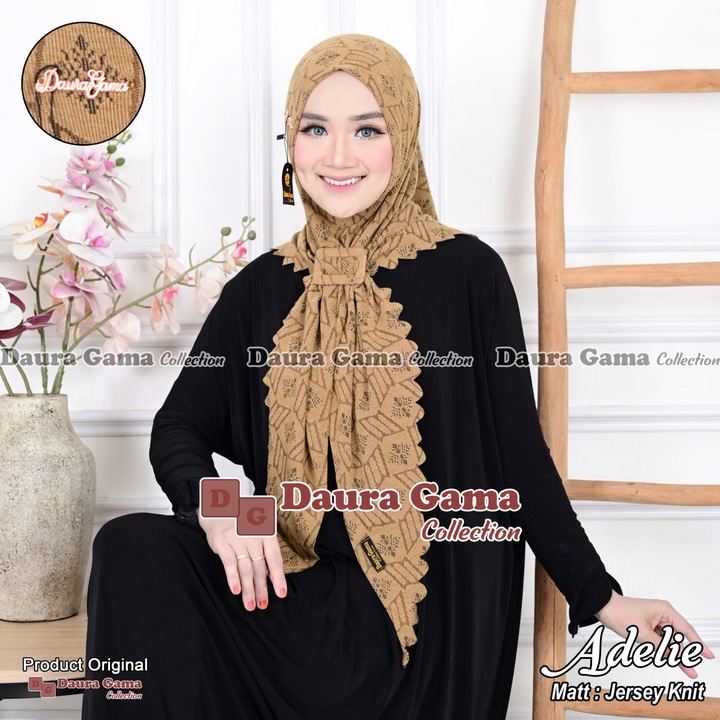 Hijab Segitiga Instan Adelie / Hijab Jersey Knit Laser Cut / Hijab Adelie Free Gesper By Daura Gama