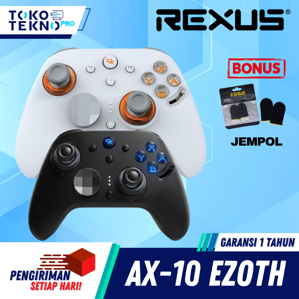 Rexus Daxa Ezoth AX10 / AX-10 Gamepad Wireless Gaming Controller Adjustable TMR Joystick & Swappable
