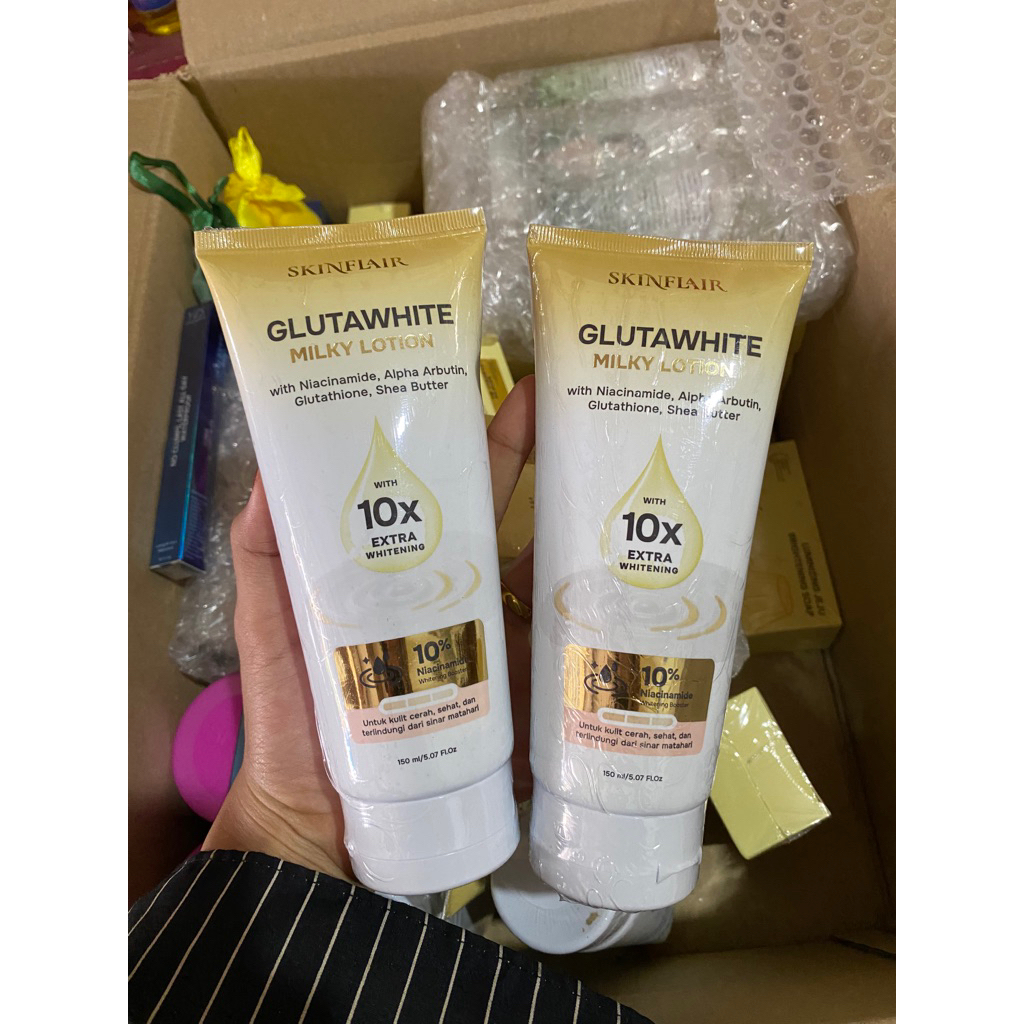 skinflair glutawhite milky body lotion whitening n glowing body lotion