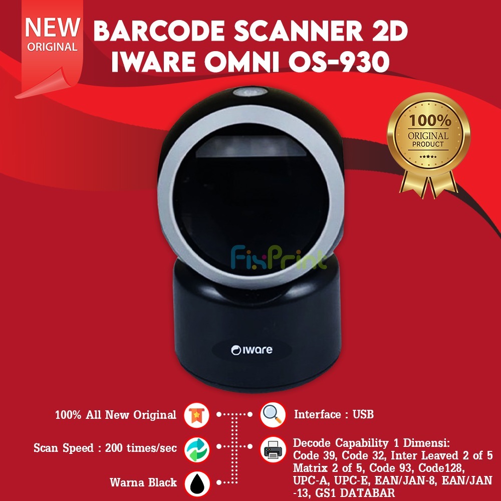 SCANNER BARCODE QR CODE( 2D + 1D ) OMNI IWARE OS 930 GARANSI RESMI / Barcode Scanner 1 Dimensi IWare