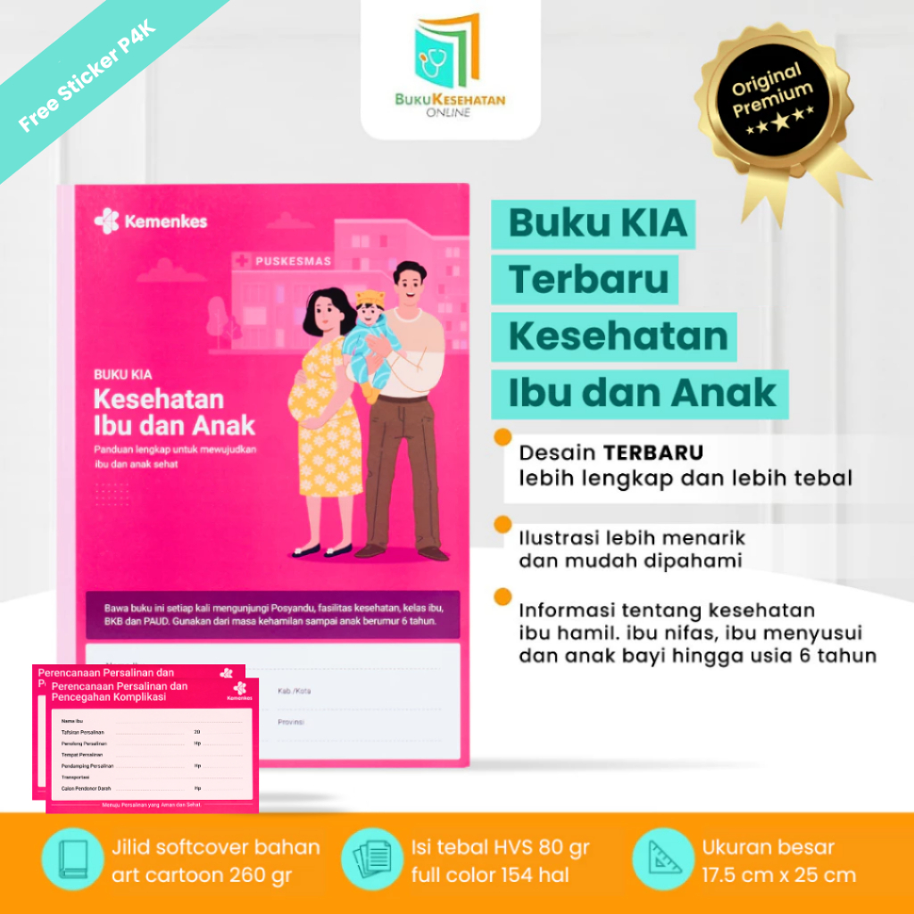 BUKU KIA EDISI TERBARU  (Ibu dan Anak) - Buku KIA terbaru | Buku Ibu dan Anak | Buku Pink Ibu Hamil 