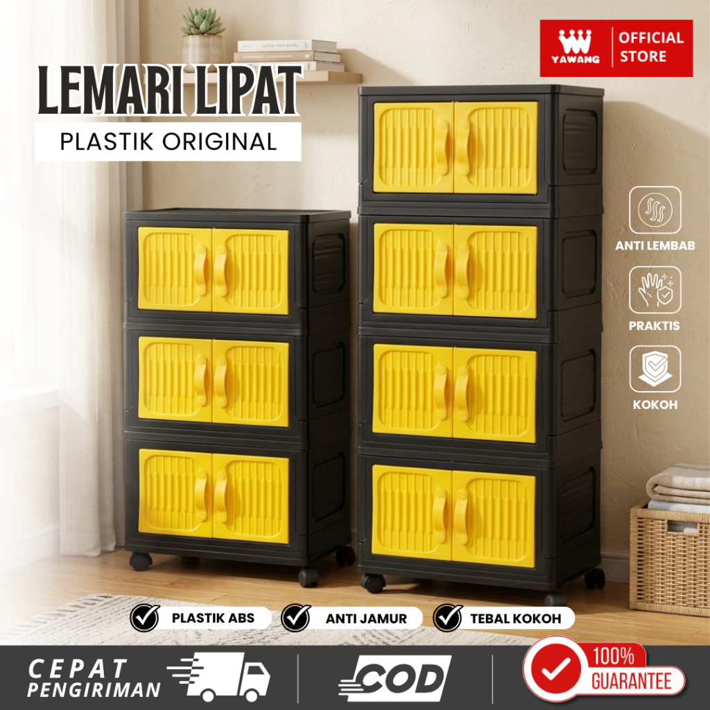 YAWANG Indonesia Lemari Plastik Lipat Serbaguna Jumbo Lemari Pakaian Susun Wardrobe Storage Multifun