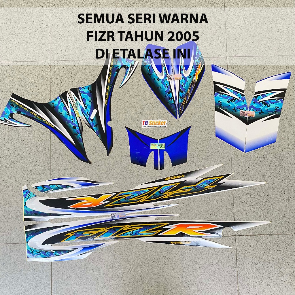 Striping Yamaha Fizr 2005 Biru Merah Orange Hitam Putih Sticker Lis List F1ZR Yamaha Fizr 2005 Kuali