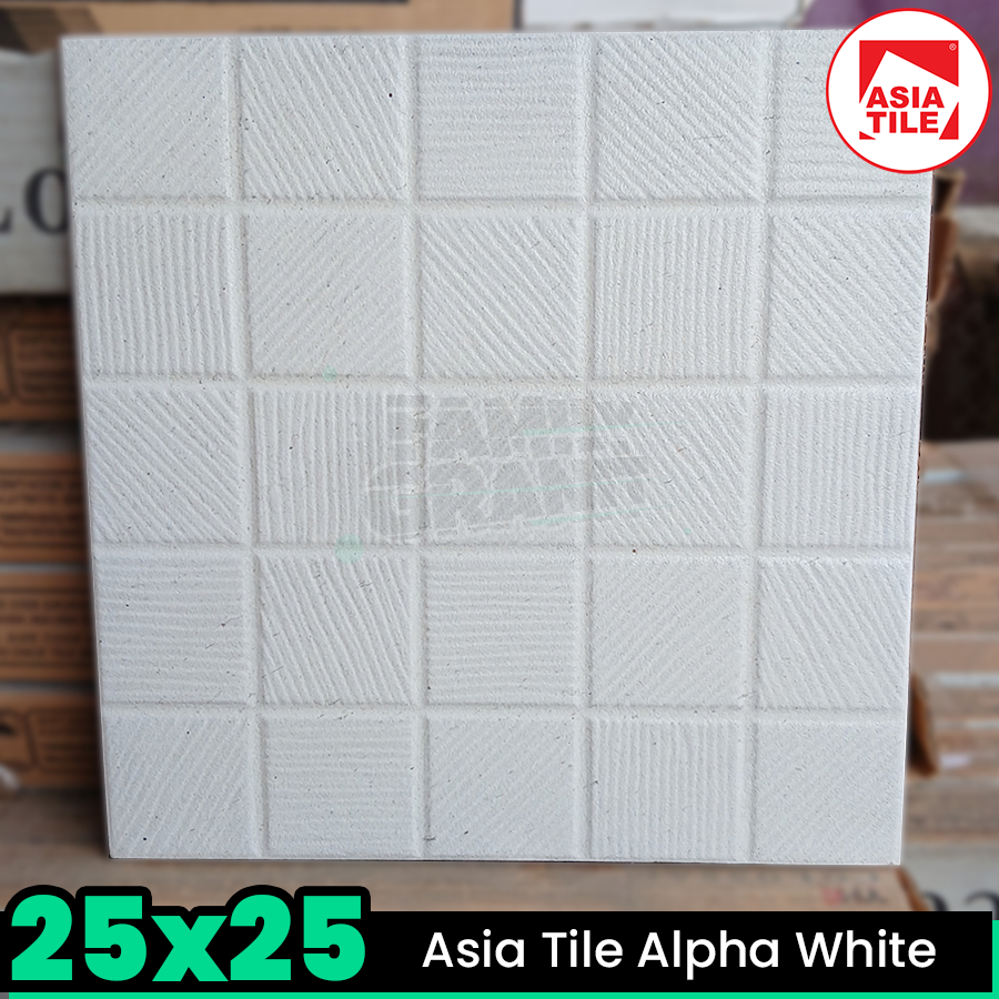Keramik Kasar 25x25 Asia Tile Alpha White Lantai Kamar Mandi / Toilet / WC Matte
