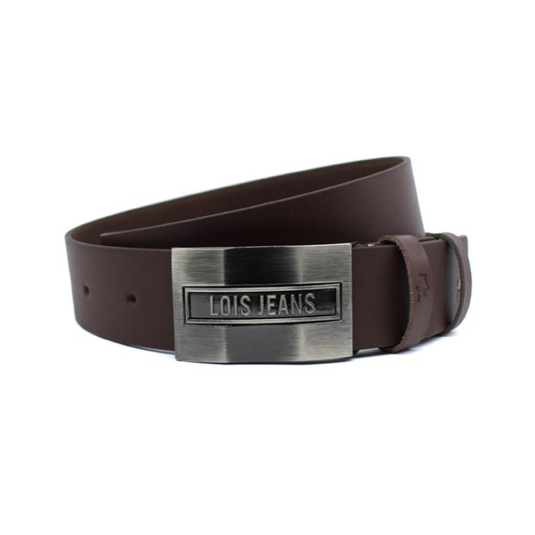 Belt Kulit B433NBR Belt Pria Gesper Ikat Pinggang Sabuk Pria Original Lois Cokelat
